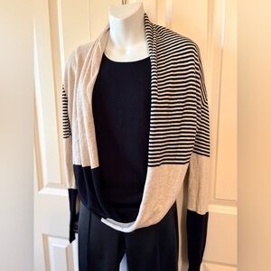 Striped Black and Cream Women's Sweater, size s